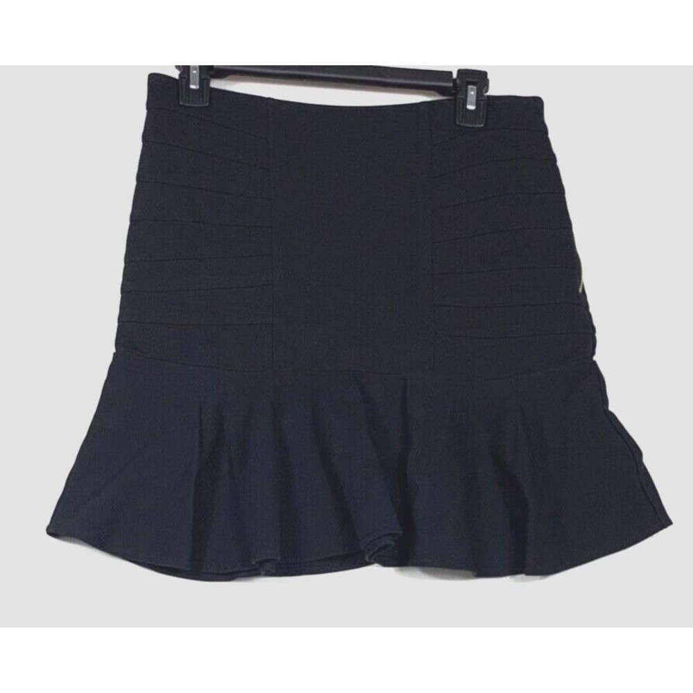 Ann Taylor Skirt Women Size 4 Short Black Goth Fit Flair Dark Academia Ruffle